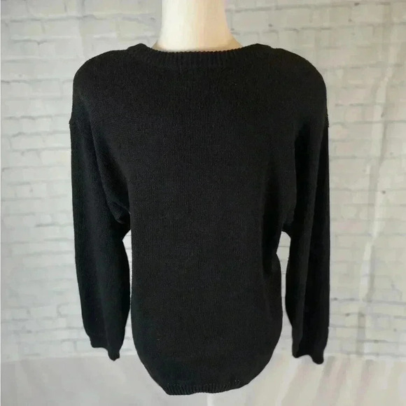 A&M Vintage Western Cowboy Sweater Black Neon Knit 80’s Crochet Jewel Woman’s M - Picture 7 of 13